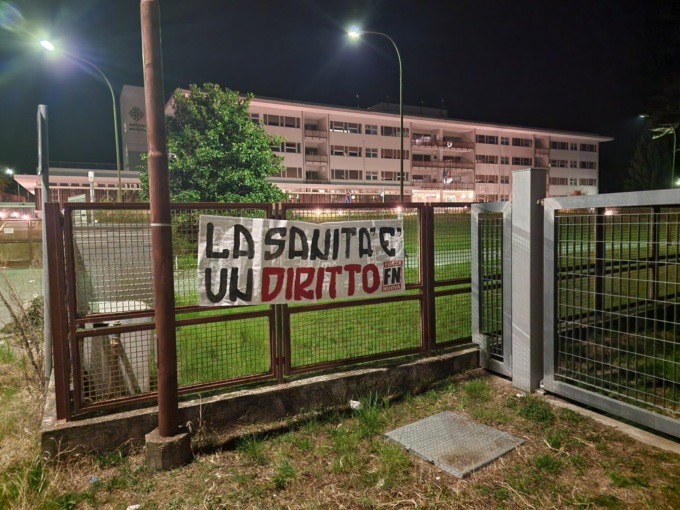 Ospedale di Lanzo, la protesta di Forza Nuova contro la chiusura degli ambulatori