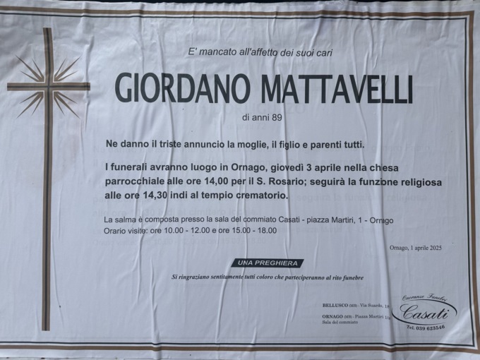 L’Ac Monza e Ornago piangono Giordano Mattavelli