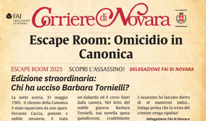 Novara, arriva l’Escape Room crime dedicata al mistero di Barbara Tornielli