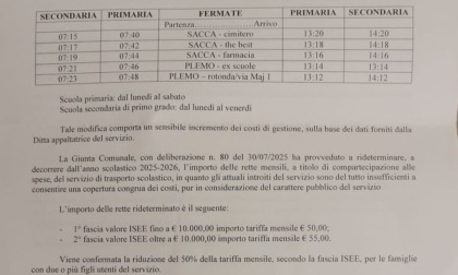 Impennata delle tariffe del trasporto scolastico. Genitori della Sacca in rivolta