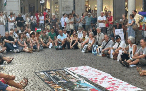 A Novara un presidio per la Palestina in sostegno alla missione Global Sumud Flotilla