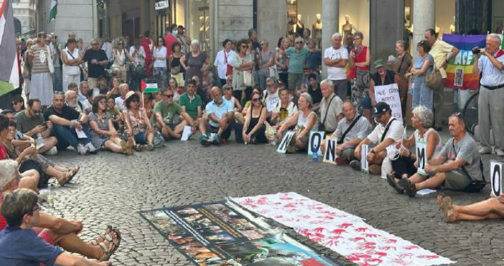 A Novara un presidio per la Palestina in sostegno alla missione Global Sumud Flotilla