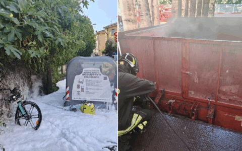 Bici in fiamme a Verona e principio d’incendio in un compattatore a San Pietro in Cariano