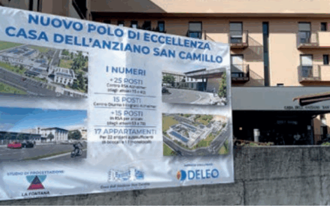 Cantiere per l’ampliamento della casa di riposo: posa della prima pietra con l’arcivescovo