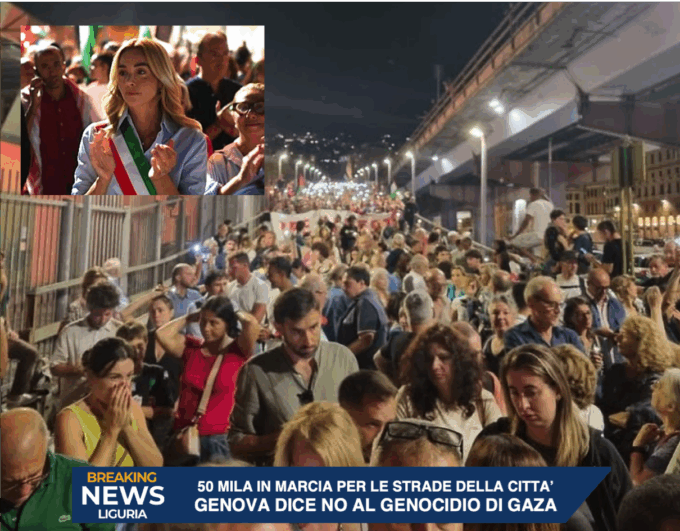 Genova in piazza per Gaza: in 50.000 alla fiaccolata notturna per le vie della città