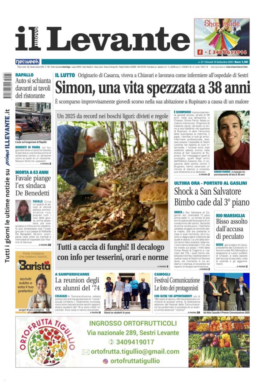 Il Nuovo Levante da oggi in edicola