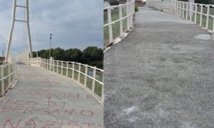 Scritte no-vax sulla nuova passerella di Colognola: rimosse dal Comune