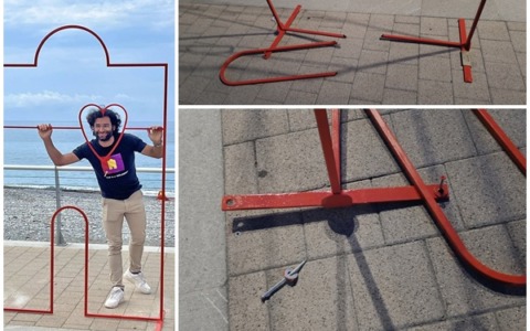 Vandalizzata l’opera di Andrea Iorio a Vallecrosia: “Mi devo arrendere? No! Stavolta troviamo chi è stato!”