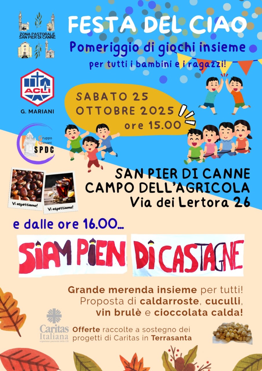 Sabato 25 ottobre pomeriggio di giochi, castagne e solidarietà a San Pier di Canne
