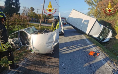 Scontro tra camion e auto a Gorgo al Monticano: una signora ferita grave