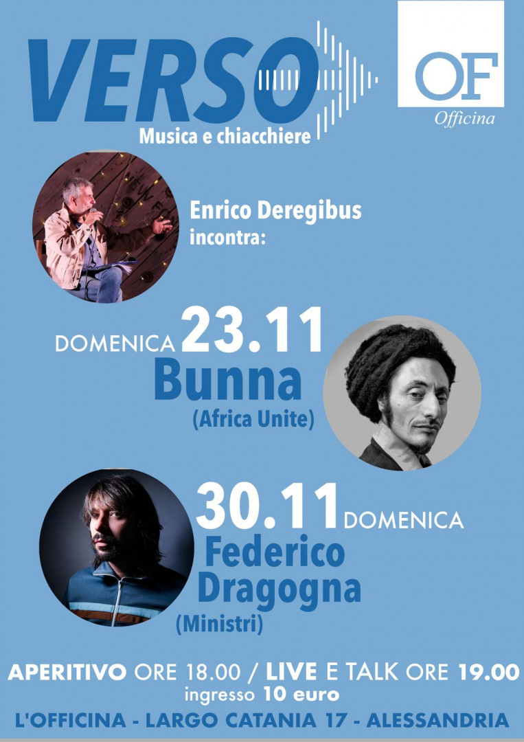 All’Officina di Alessandria Bunna e Federico Dragogna per la rassegna “Verso”