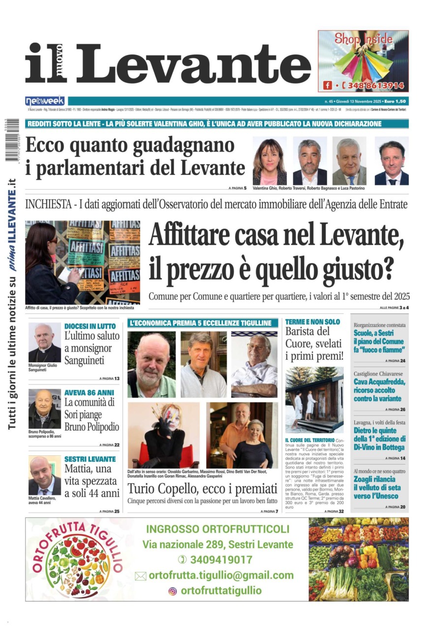Il Nuovo Levante da oggi in edicola