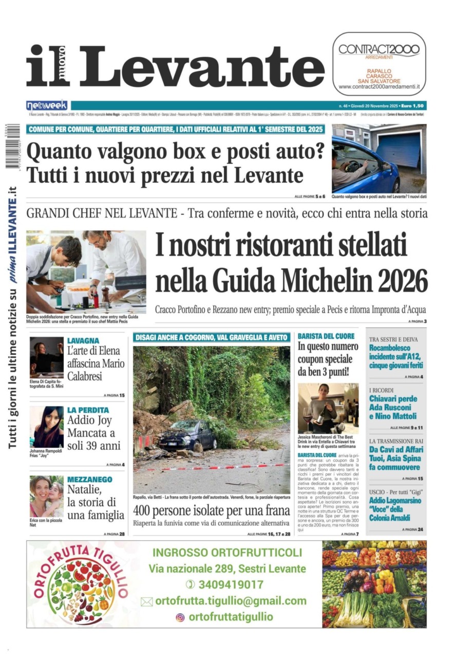 Il Nuovo Levante da oggi in edicola