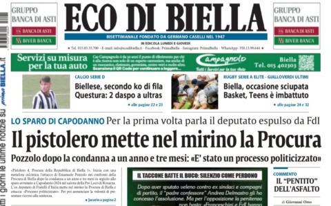 “Il pistolero mette nel mirino la Procura”: la prima pagina di Eco di Biella in edicola oggi