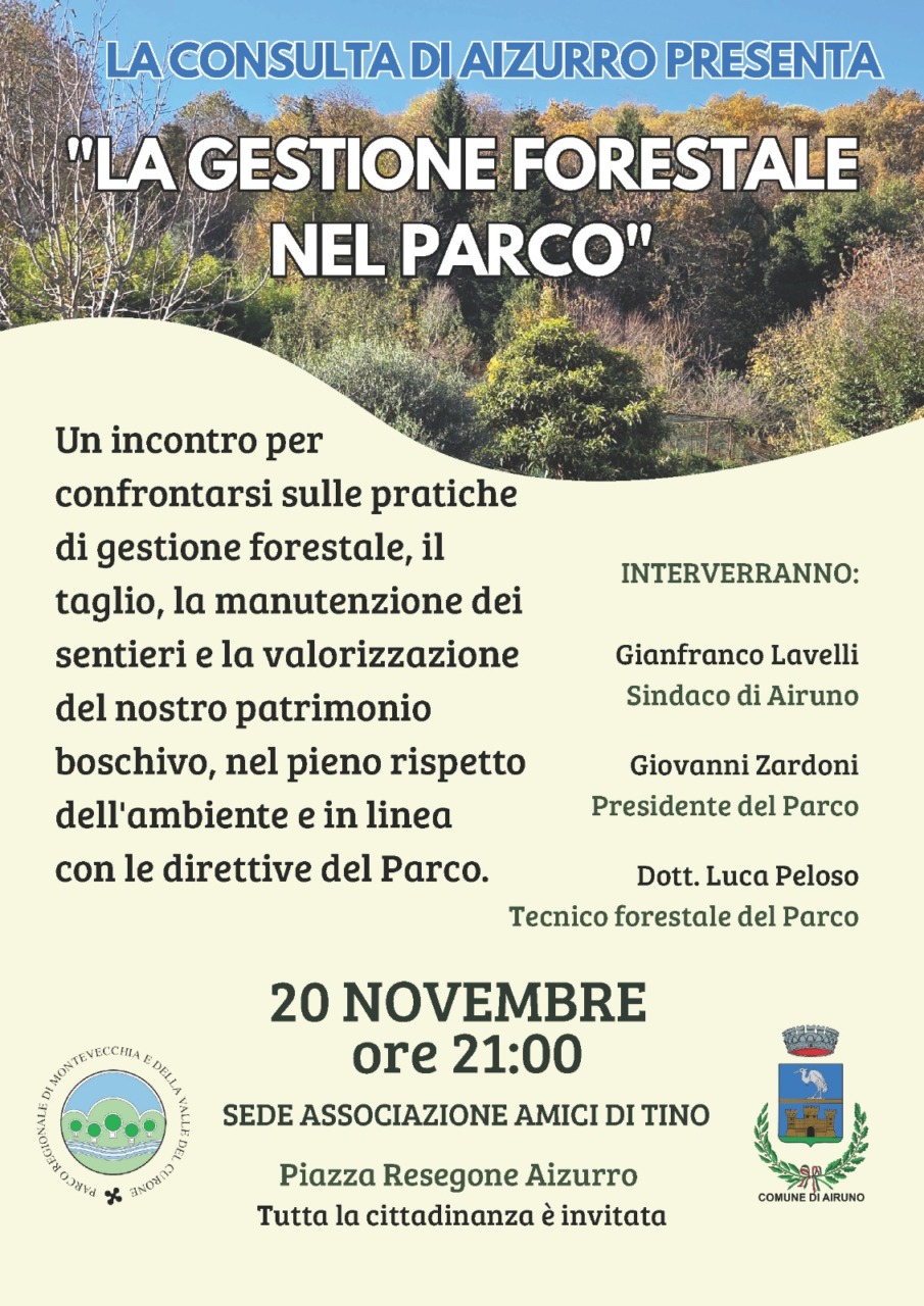 “La gestione forestale nel parco” con la Consulta Aizurro