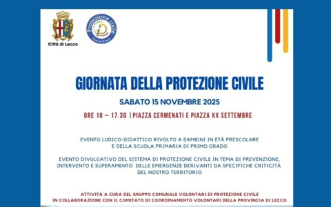 Lecco, sabato 15 novembre la Giornata della Protezione civile