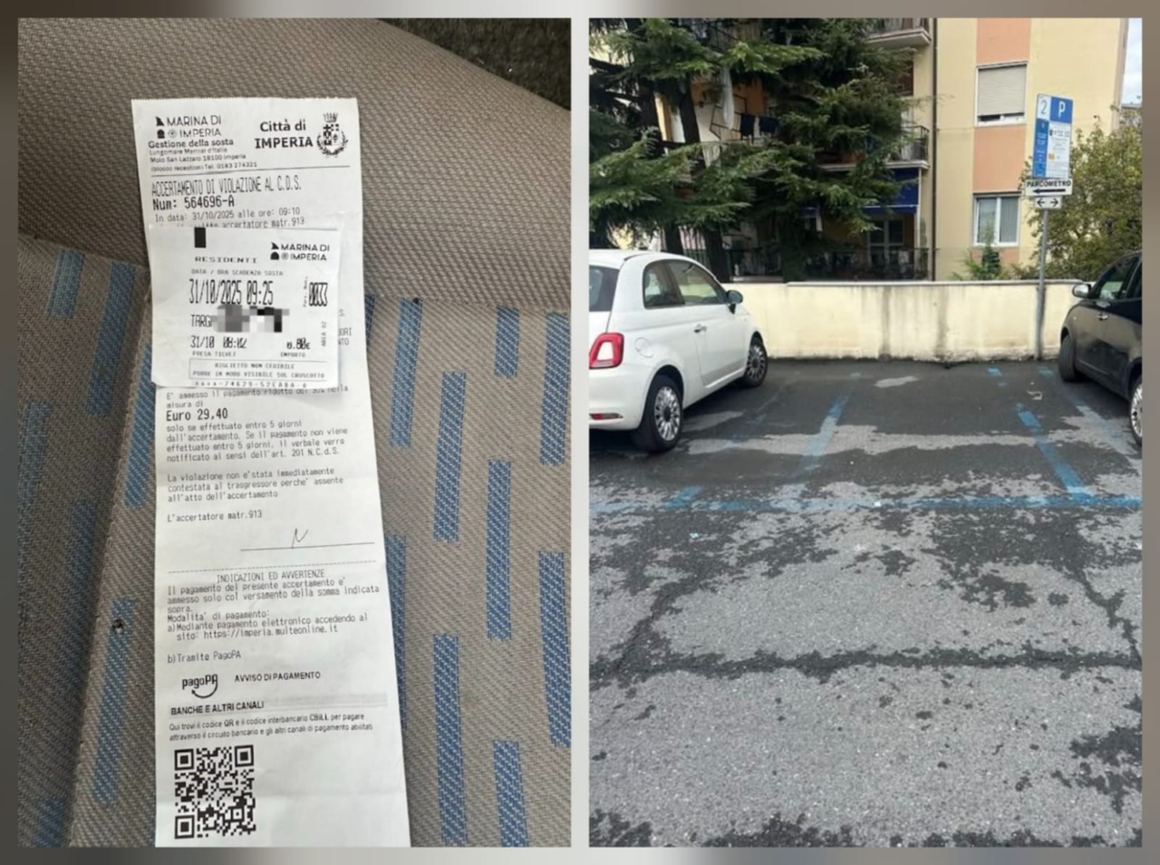 Multato per le troppe strisce blu (e il vigile zelante)