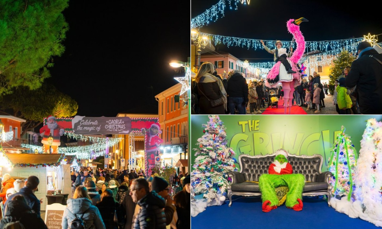 Caorle Christmas Time, oltre 100mila visitatori: il Grinch trascina la folla e arrivano le mongolfiere