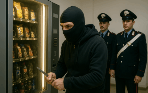 Forza distributore automatico con uno scalpello non accorgendosi dei carabinieri: arrestato