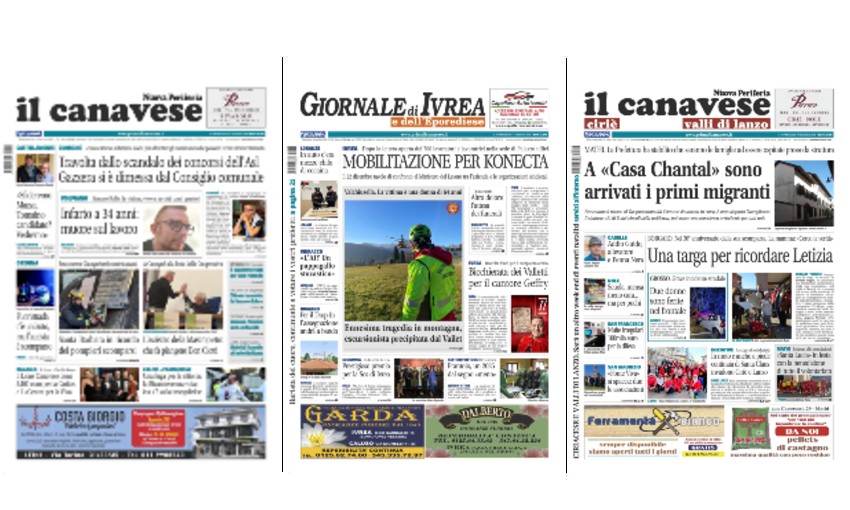 Il Canavese e Il Giornale di Ivrea (del 17 dicembre) in edicola. Ecco le prime pagine