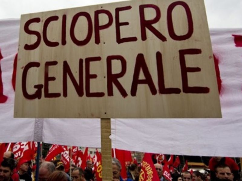 Sciopero generale venerdì 12 dicembre
