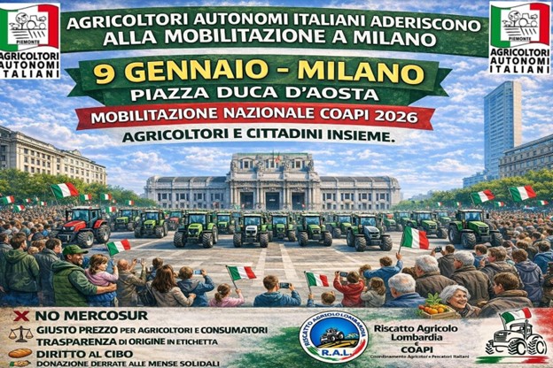 Anche gli Agricoltori Autonomi alla mobilitazione a Milano contro l’accordo Mercosur