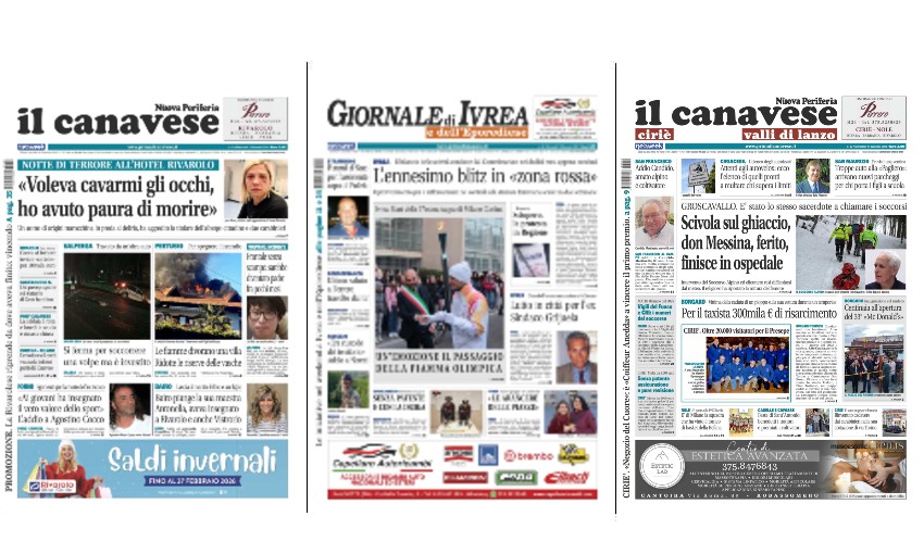 Il Canavese e Il Giornale di Ivrea (del 14 gennaio) in edicola. Ecco le prime pagine