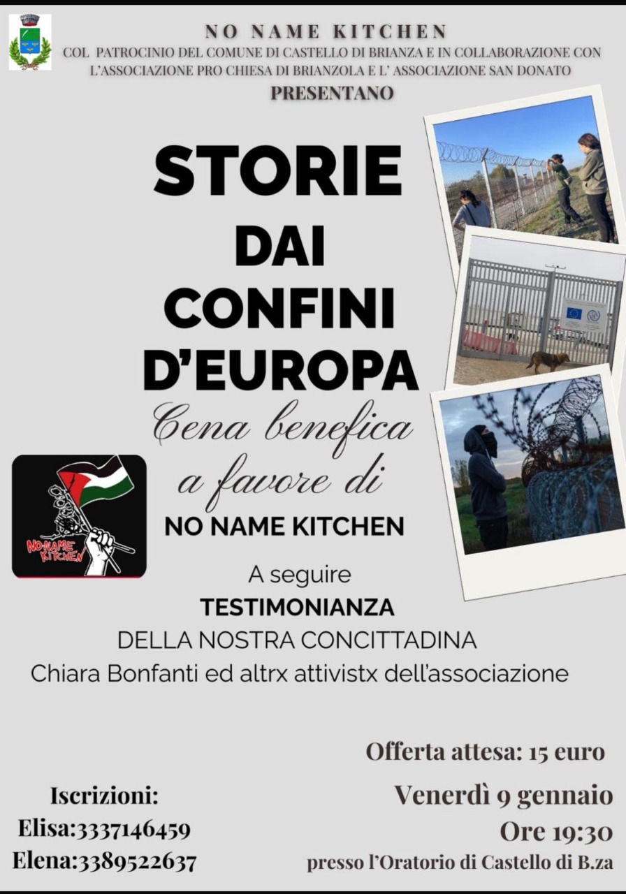 “Storie dai confini d’Europa”: una cena benefica a favore di No Name Kitchen
