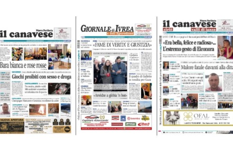 Il Canavese e Il Giornale di Ivrea (del 25 febbraio) in edicola. Ecco le prime pagine