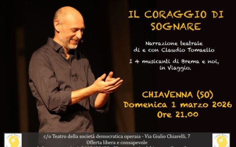“Il coraggio di sognare”: a Chiavenna una serata di teatro e ispirazione con Claudio Tomaello
