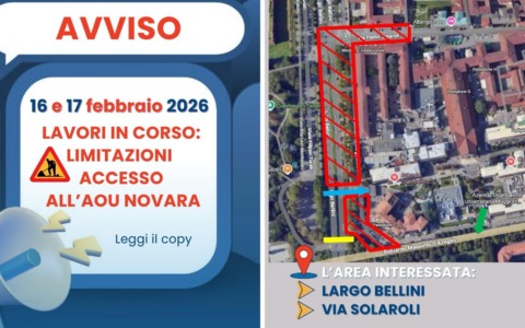 Lavori e viabilità modificata all’ospedale Maggiore di Novara il 16 e 17 febbraio