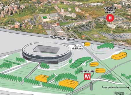 Nuovo stadio della Roma, il Campidoglio: “Progetto di sensibile incremento delle aree verdi”