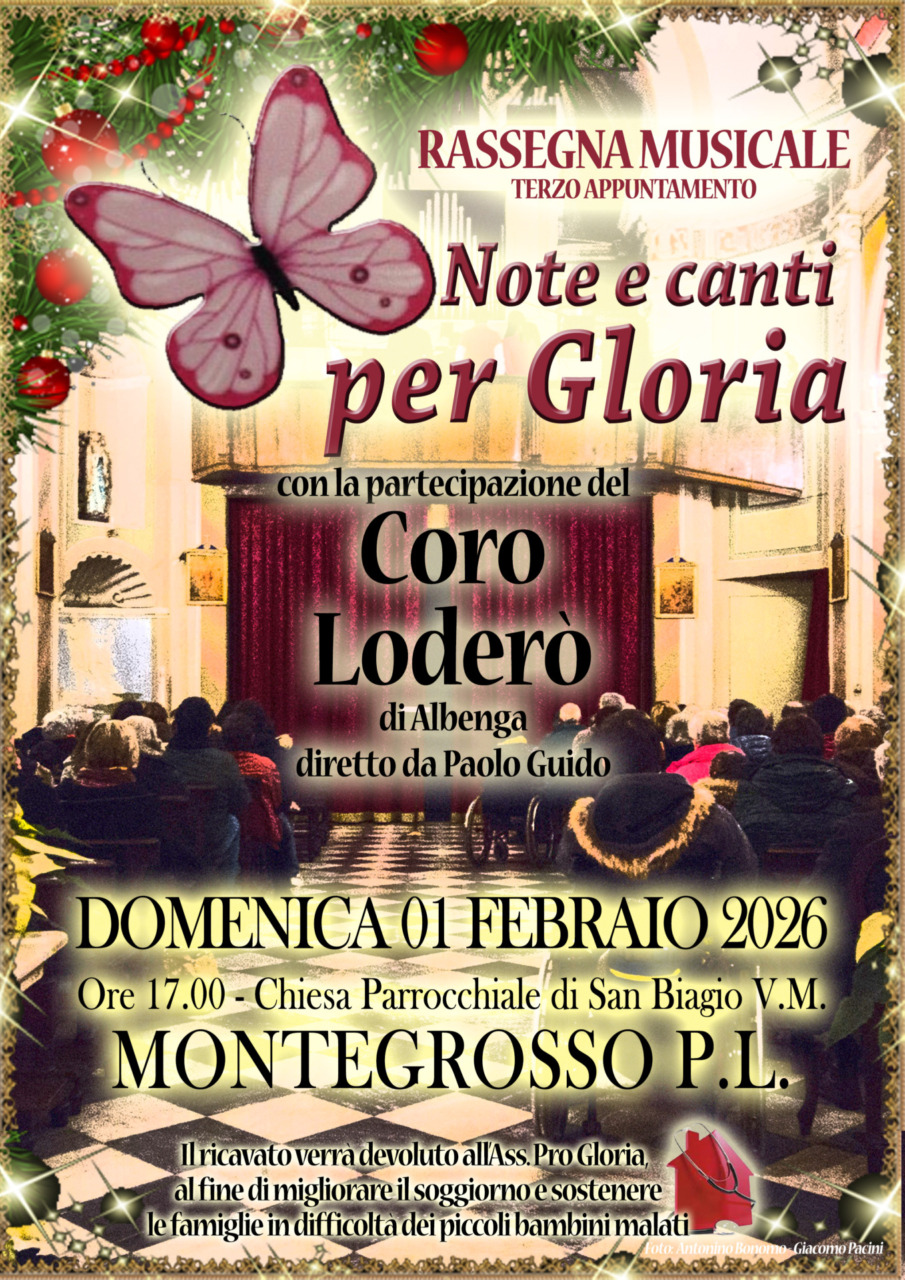 Oggi l’ultimo appuntamento con “Note e Canti per Gloria”