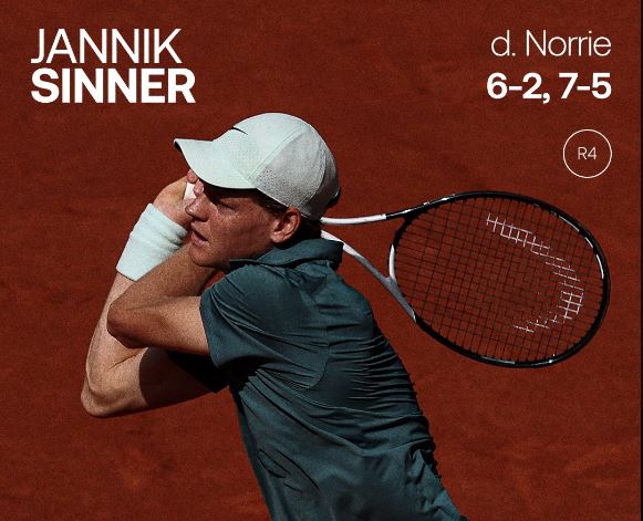 Sinner continua a dominare: ottavi senza storia contro Norrie