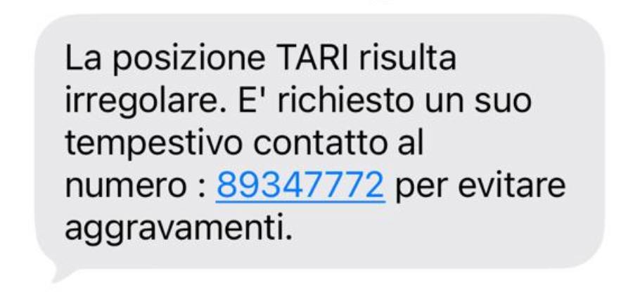 Tentata truffa con la Tari, SMS ingannevoli che segnalano false irregolarità