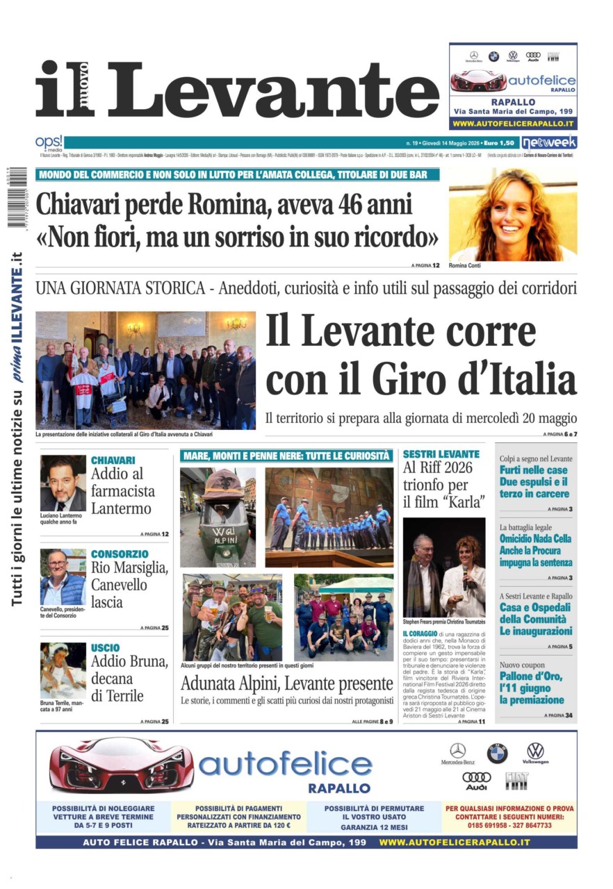 Il Nuovo Levante da oggi in edicola