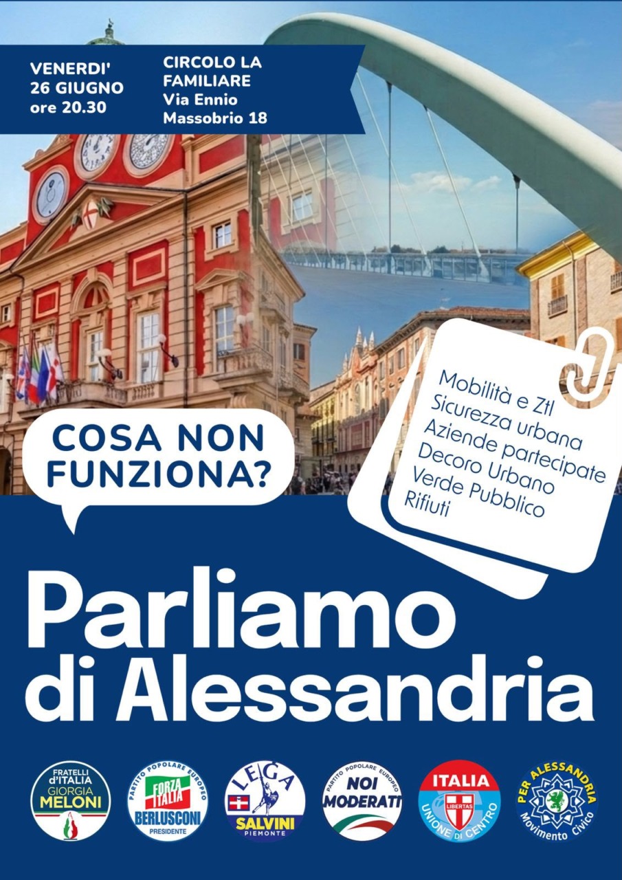 Alessandria, il centrodestra convoca la città: confronto pubblico su sicurezza, rifiuti e futuro di AMAG