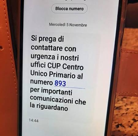 Ancora sms truffa a nome del Cup