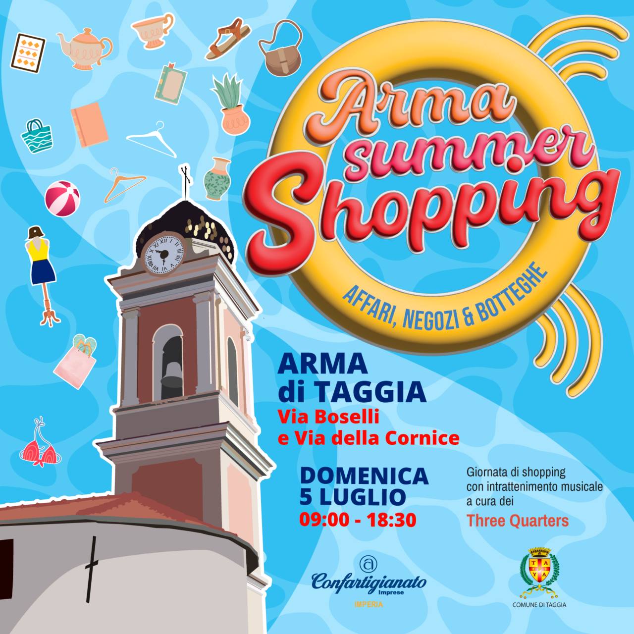 Arma Summer Shopping: affari, negozi & botteghe, domenica 5 luglio accende il centro ad Arma di Taggia