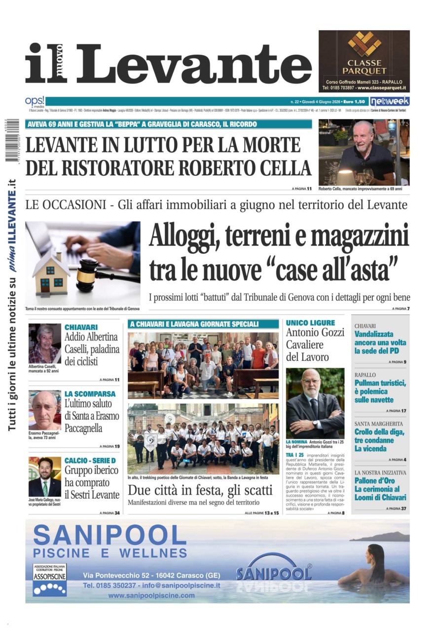 Il Nuovo Levante da oggi in edicola