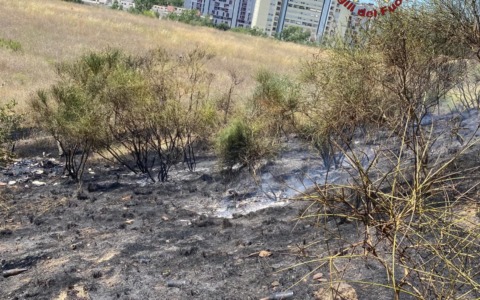 Incendio nella di sterpi a Monte Ciocci