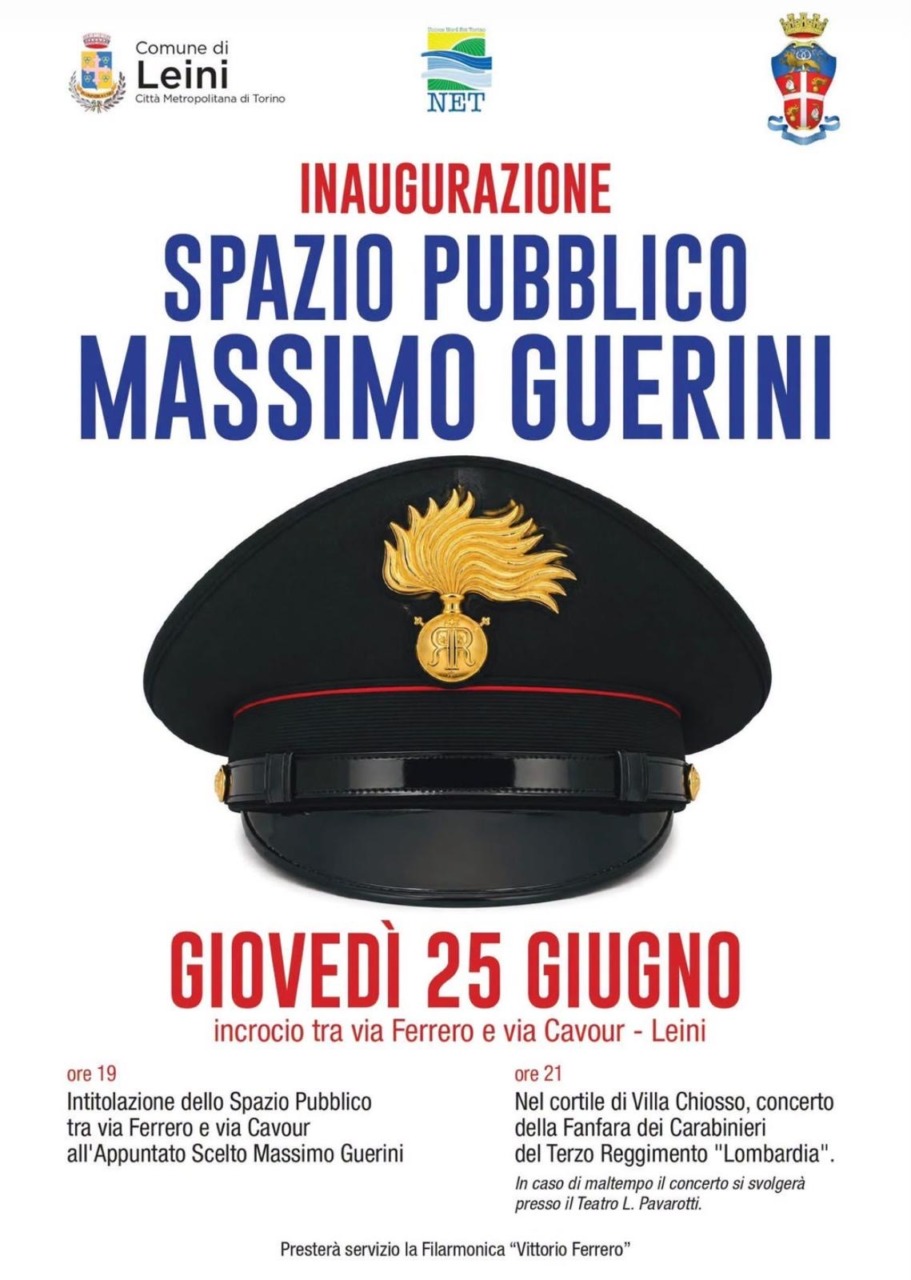 Leinì dedica uno spazio pubblico al Carabiniere Massimo Guerini: concerto della Fanfara per la cerimonia
