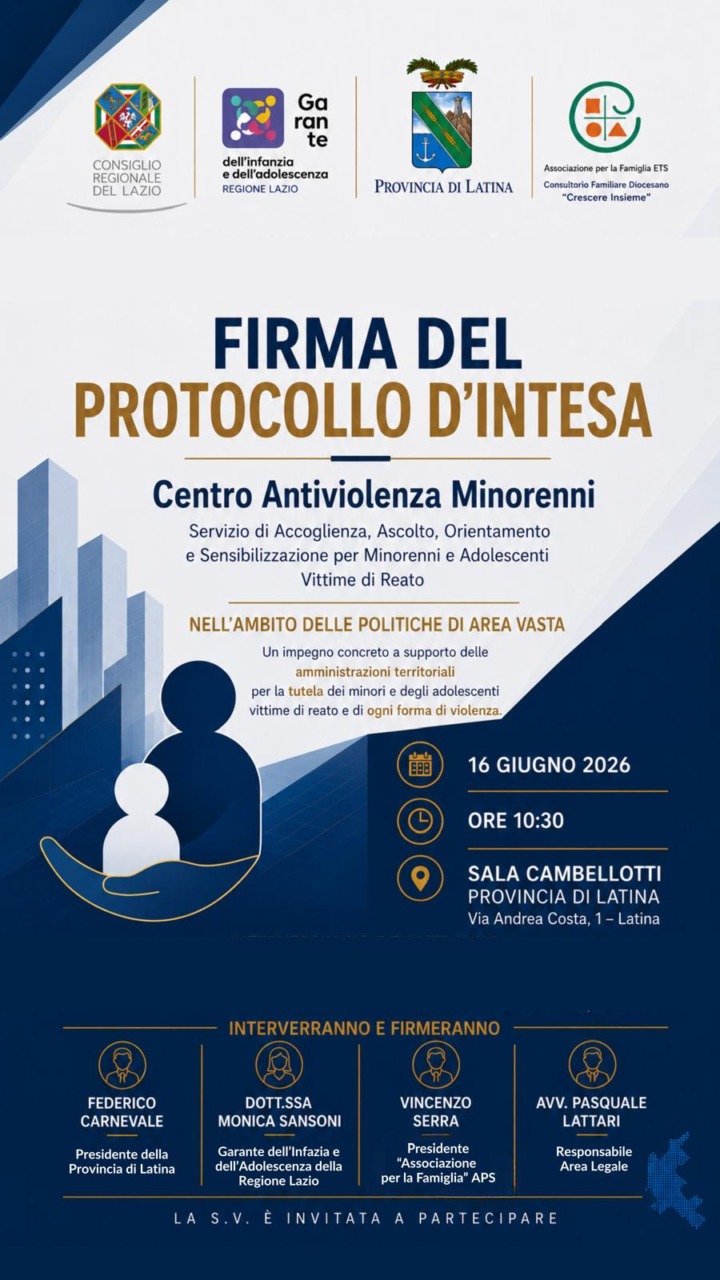 Protocollo d’Intesa per la nascita del Centro Antiviolenza Minorenni