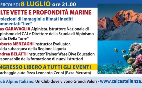 Alpinismo e immersioni si incontrano: in arrivo una serata tra vette e fondali