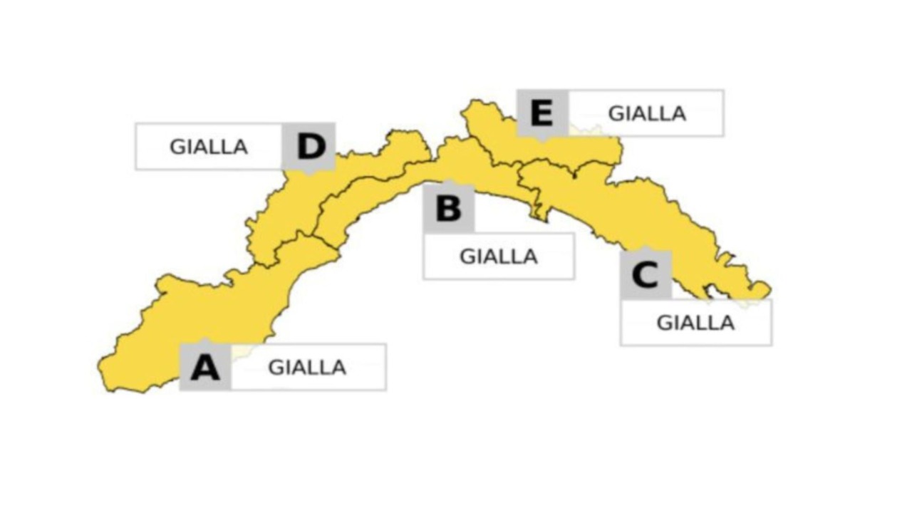 Arpal: allerta gialla per temporali su tutta la regione fino alle 19 di oggi, domenica 26 luglio