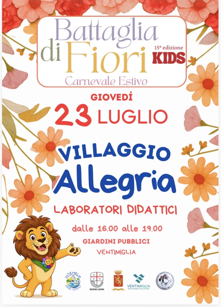 Da domani a Ventimiglia tre giorni con la “Battaglia dei Fiori Kids”