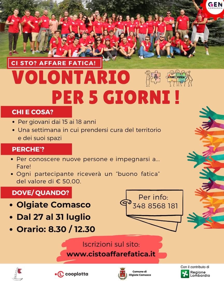 Giovani, fatevi avanti: il Comune vi invita “Affare fatica”.
