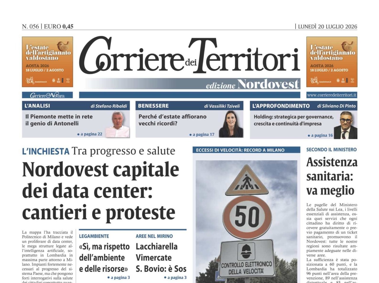 Il nuovo Corriere dei Territori questa settimana fa il punto sui data center