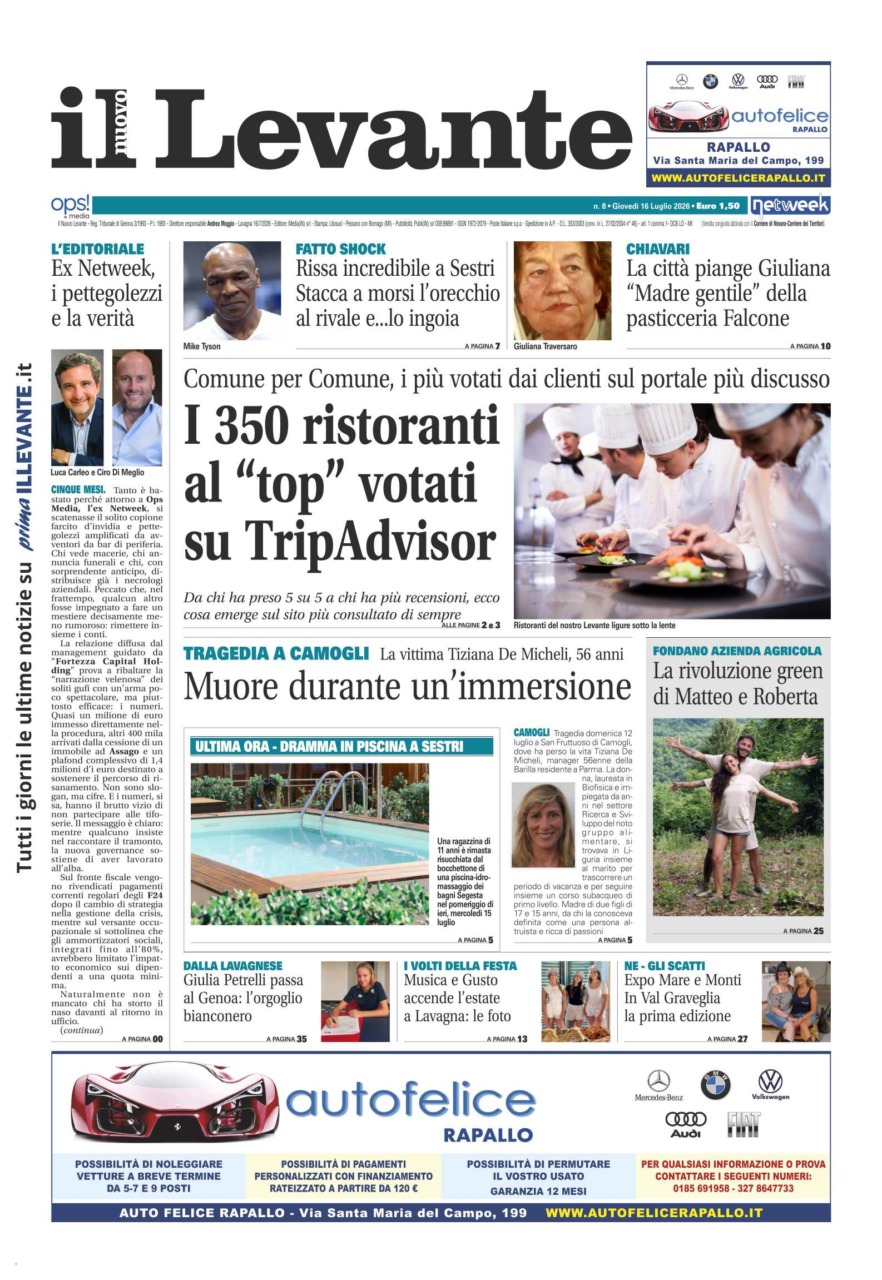 Il Nuovo Levante da oggi in edicola