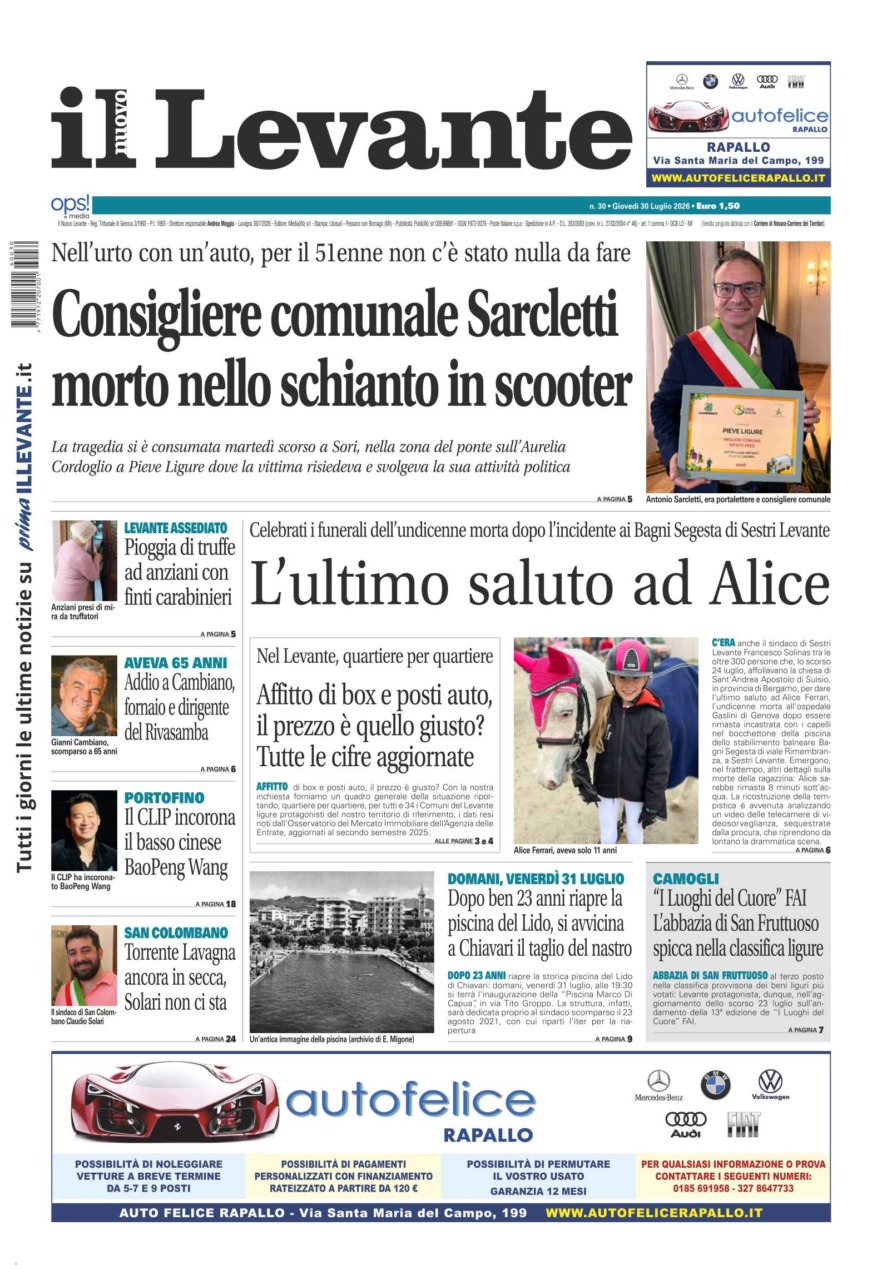 Il Nuovo Levante da oggi in edicola